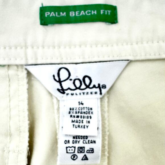 Lilly Pulitzer Palm Beach Fit Cropped Pants Cotton Cream Vintage Size 14 - Picture 9 of 10